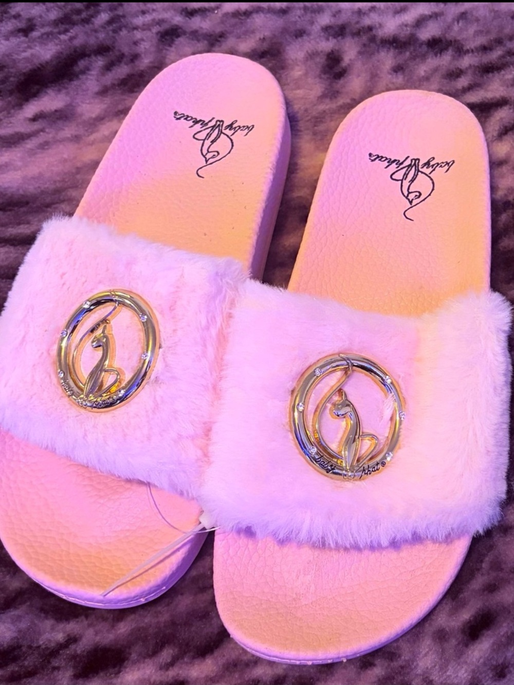Baby Phat Pink Faux-Fur Slide slides